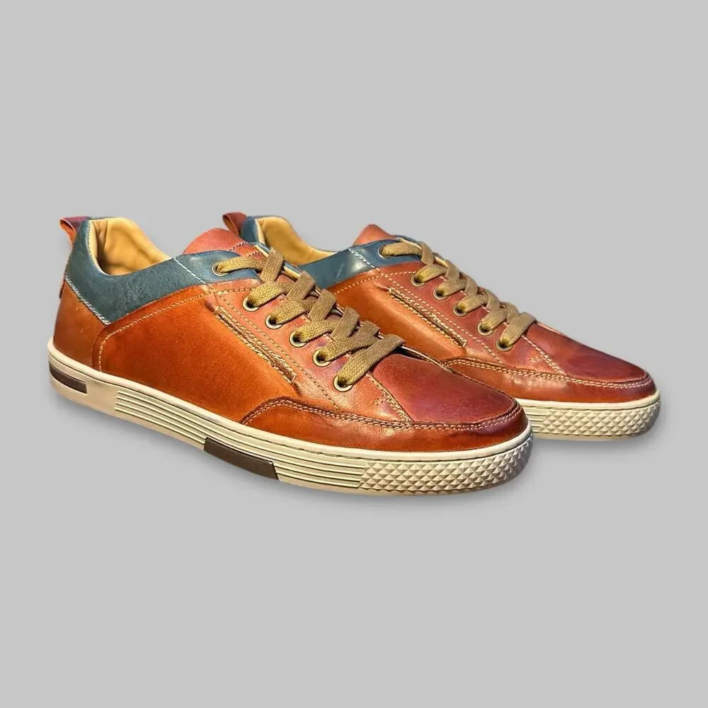 Steve Madden Pasadena Brown & Teal Leather Men’s Sneakers - Size 9
